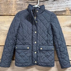 J Crew Quilted Jacket with gold snap details, lack, XXS